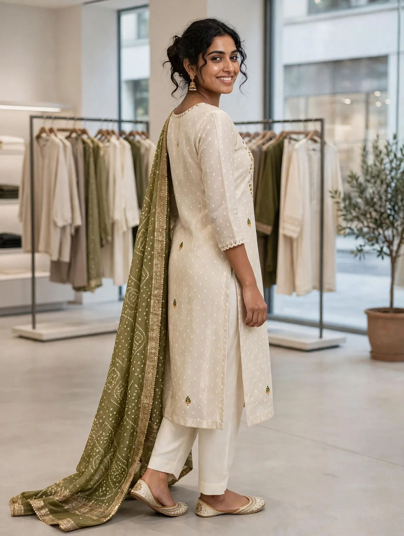 Elegant Cream Kurta Set